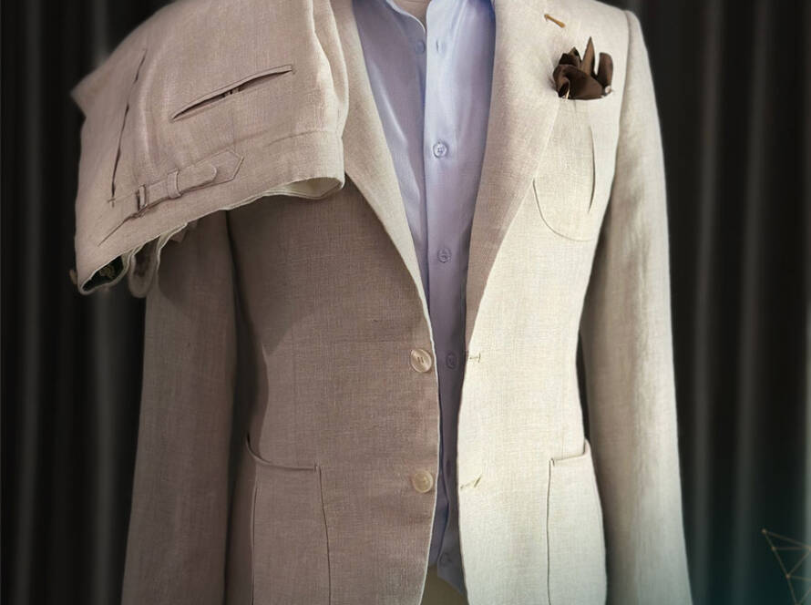 2-piece suit on Cavani sicily linen